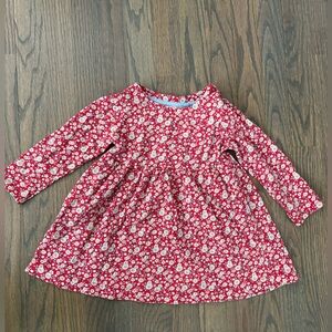 Mini Boden Floral Red Cotton Dress, Size 3-4Y